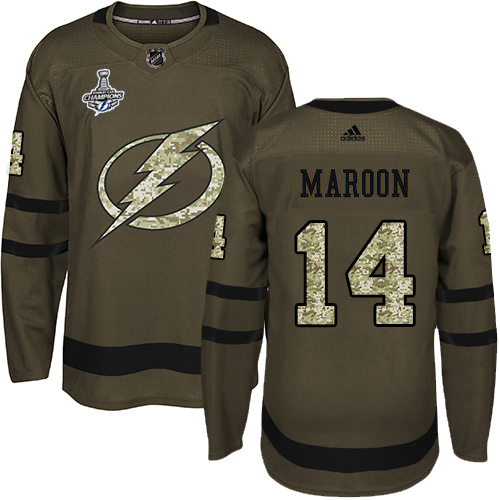 Adidas Tampa Bay Lightning #14 Pat Maroon Green Salute to Service Youth 2020 Stanley Cup Champions Stitched NHL Jersey->youth nhl jersey->Youth Jersey